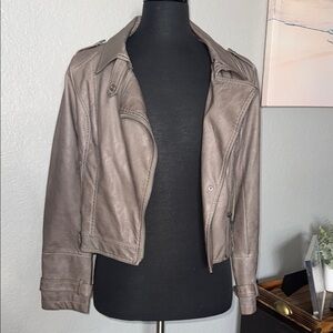 Taupe Vegan Leather Jacket